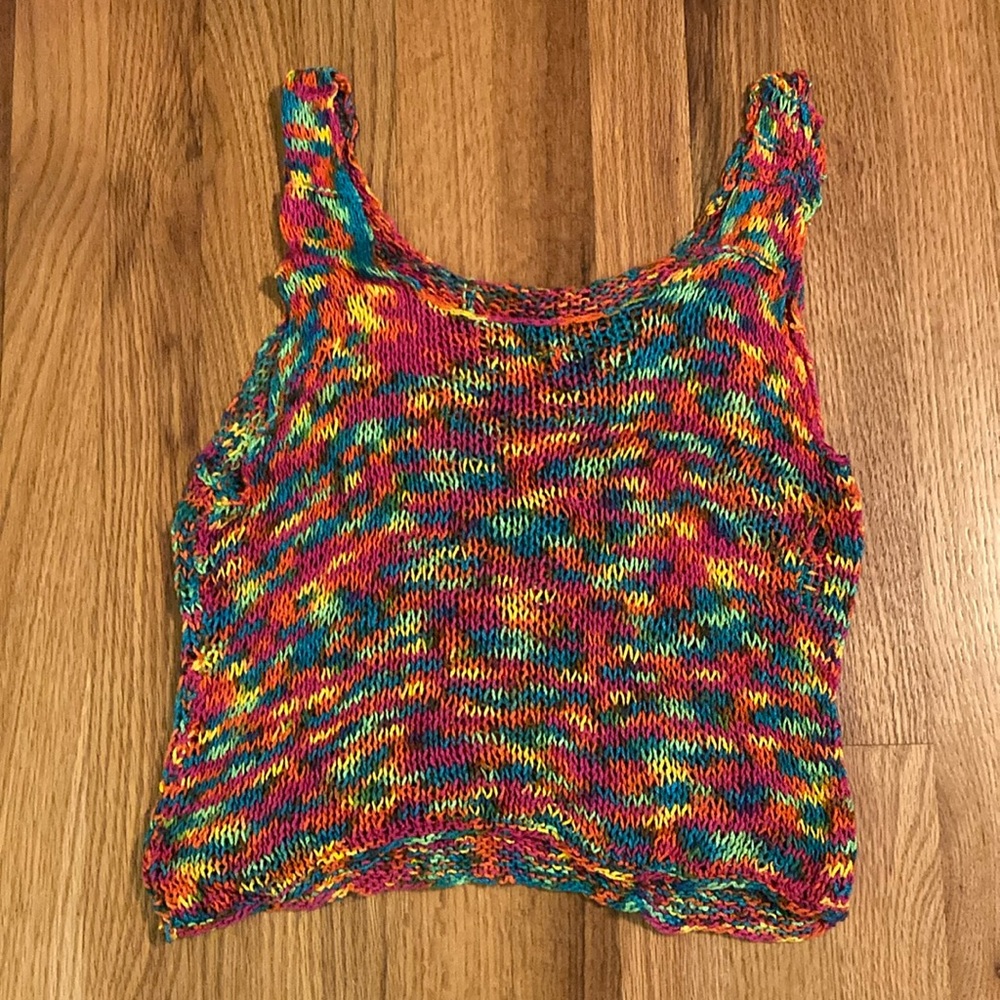 NEW hand crocheted rainbow tank, unisex
